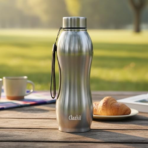 Clazkit Platina Pro Classic Stainless Steel Water Bottle 1000ml |ISI Certified|Leakproof, Rust-Free, BPA-Free, Durable for College, Fridge, Sports, Gym, Yoga & Office – Easy to Clean & Reusable - Image 1