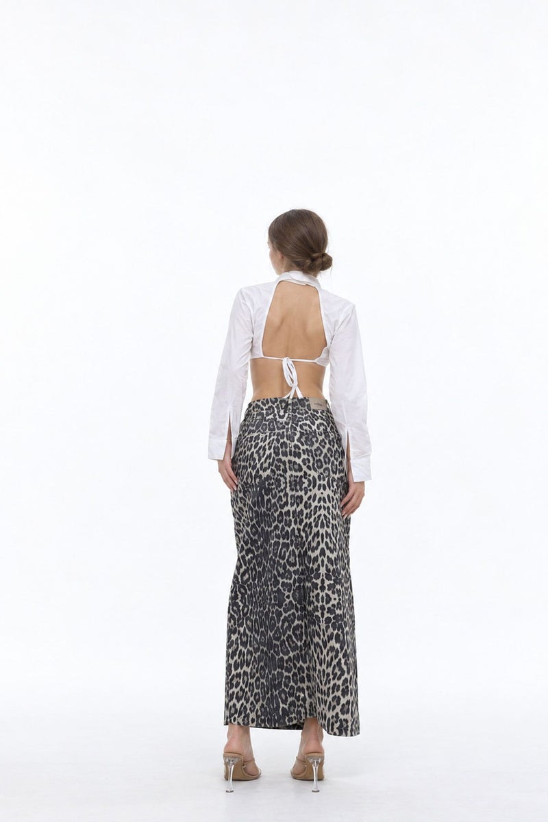 SQUALO High-Waist Leopard Maxi Skirt - Image 2