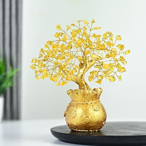 ZAICUS Feng Shui Citrine Crystal Money Tree – Crystal Bonsai for Prosperity, Luck, Home & Office Desk Decor, Housewarming Gift (7 x 3 inch) - Image 1