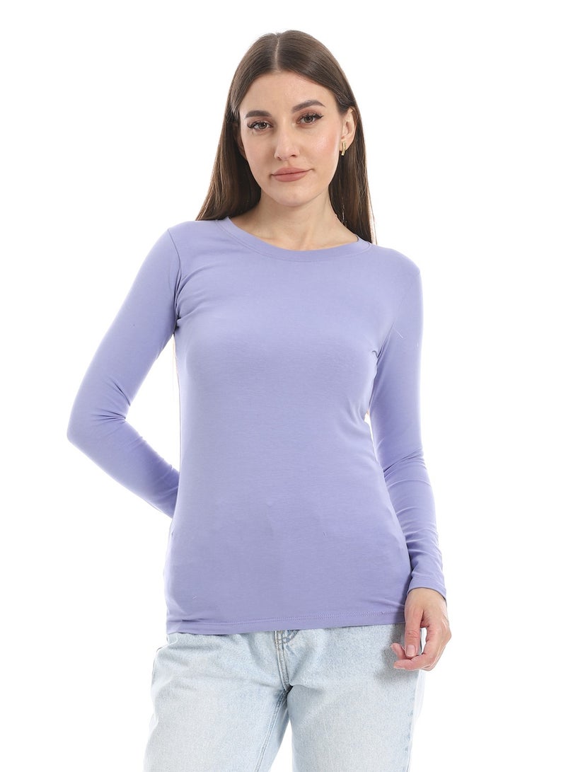 Andora Round Neck Slip On Mauve Basic Top_Purple - Image 1