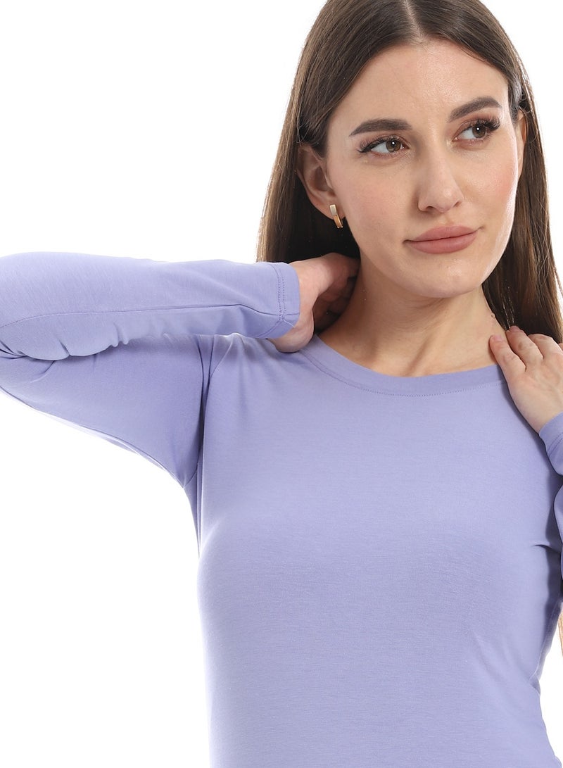 Andora Round Neck Slip On Mauve Basic Top_Purple - Image 4