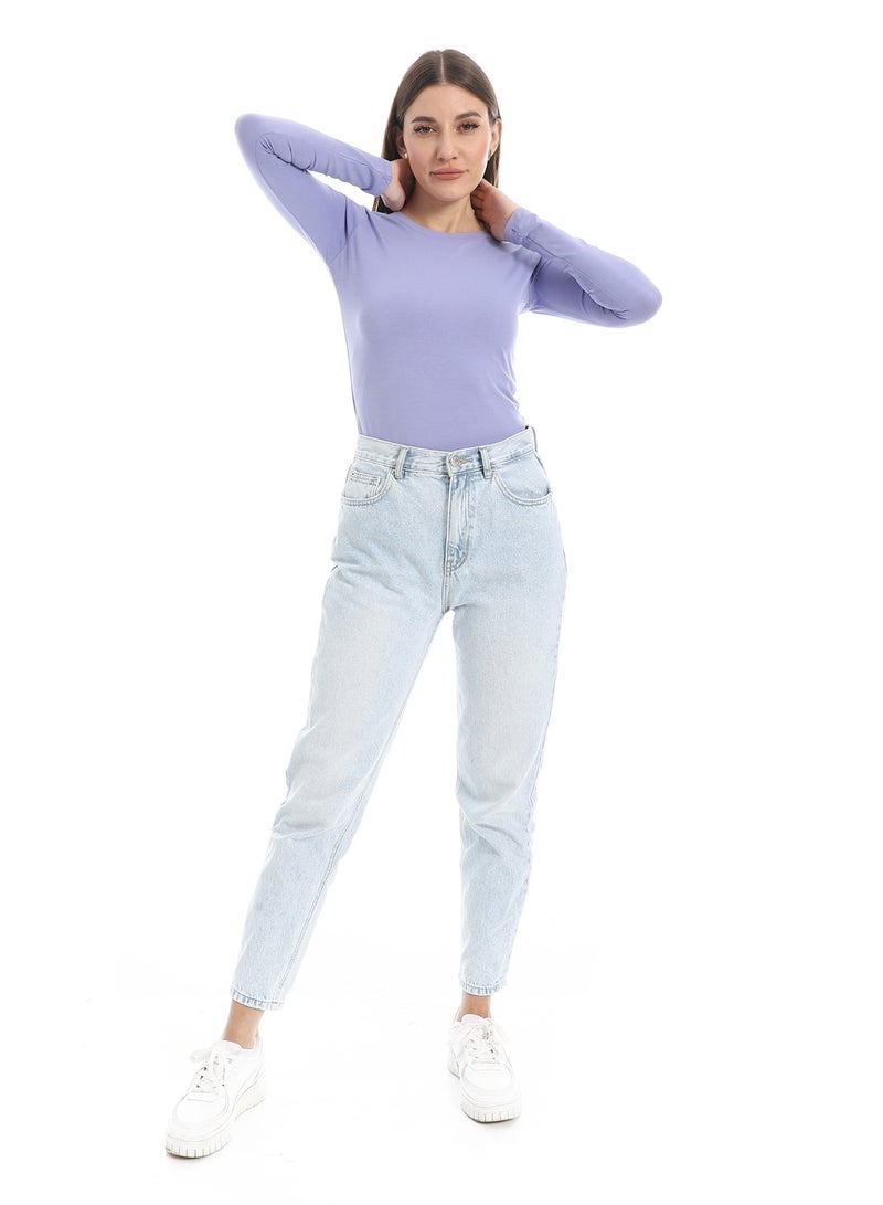 Andora Round Neck Slip On Mauve Basic Top_Purple - Image 5
