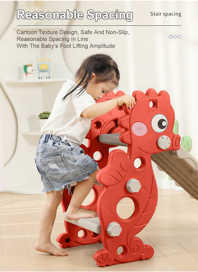 MaBaby Kids Slide Slide 1-3-5 Years Old Baby Single Slide Indoor and Outdoor Home Small Playground Toys with Ball Frame Basketball  - Image 3