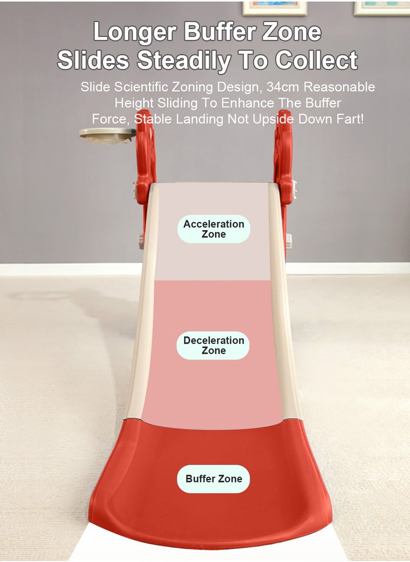 MaBaby Kids Slide Slide 1-3-5 Years Old Baby Single Slide Indoor and Outdoor Home Small Playground Toys with Ball Frame Basketball  - Image 4
