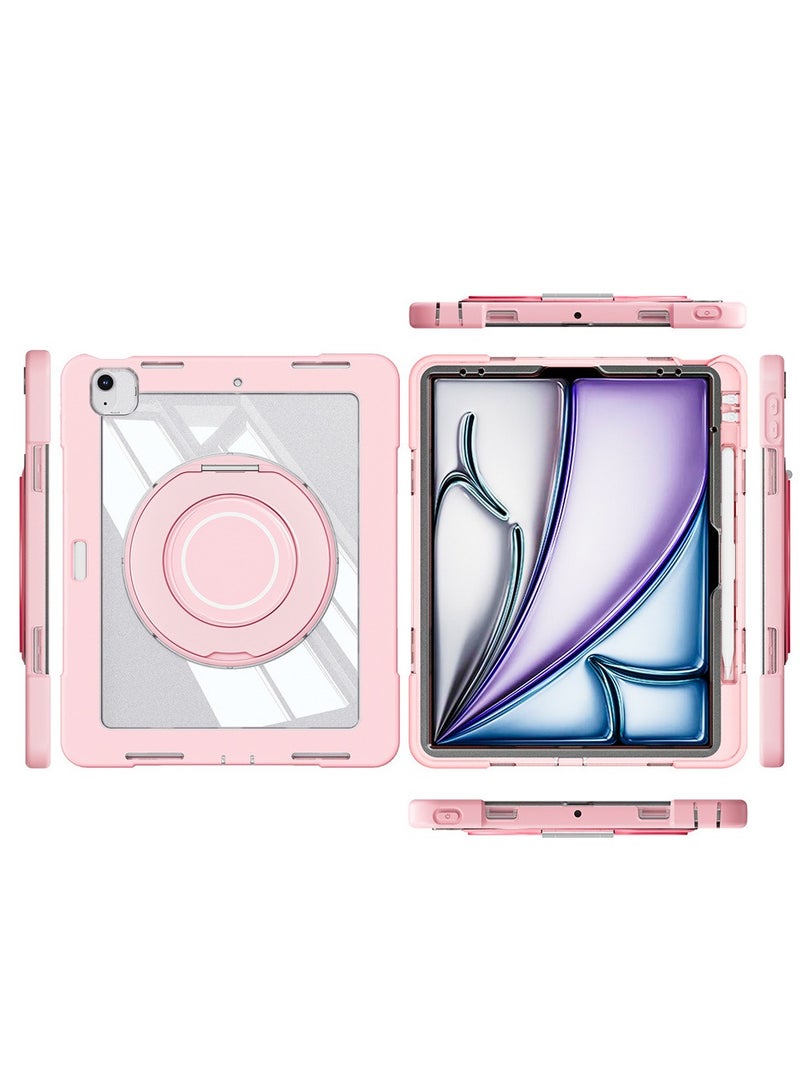 عام غطاء آيباد إير M2/M3 (2024/2025) 11 بوصة، حامل دوار 360 درجة، متين مقاوم للصدمات، غطاء واقي لكامل الجسم مع حامل قلم، هيكل خلفي مقاوم للخدوش لآيباد إير الجيل السادس/السابع. - Image 2