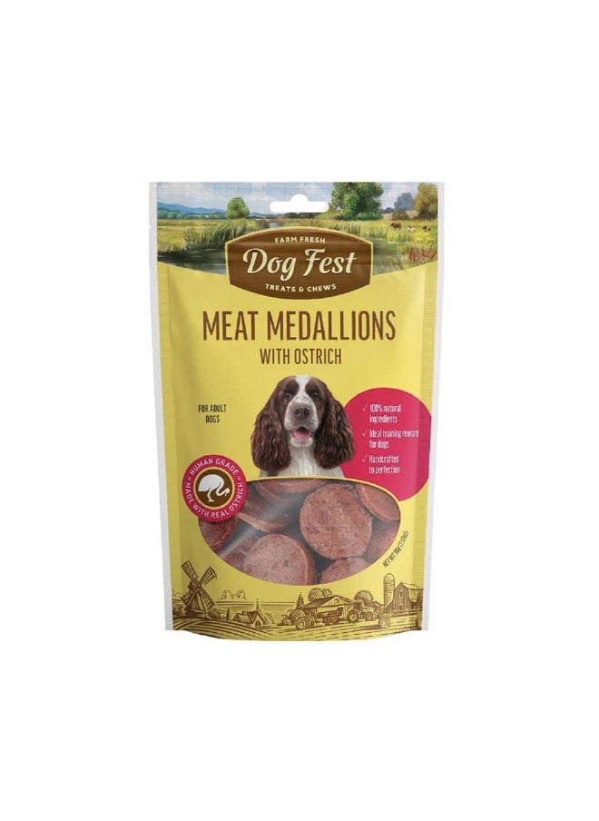 Dog Fest Dog Fest Meat Medallions with Ostrich Dog Treats - 90g 