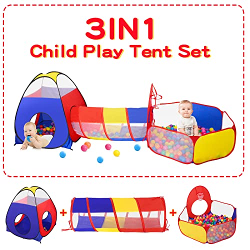 GeerWest 3 in 1 Kids Play Tent for Toddler with Baby Ball Pit and Play Tunnel Children Indoor Outdoor Playhouse with Climbing Tunnel Toy for Toddlers Boys and Girls Best Birthday GiftsNo Balls - Image 5