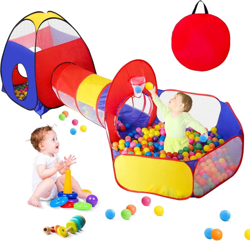 GeerWest 3 in 1 Kids Play Tent for Toddler with Baby Ball Pit and Play Tunnel Children Indoor Outdoor Playhouse with Climbing Tunnel Toy for Toddlers Boys and Girls Best Birthday GiftsNo Balls - Image 2
