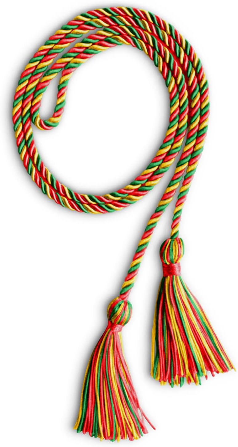 Endea Graduation Single Honor Cord Three-Color (Red/Gold/Green) - Image 5