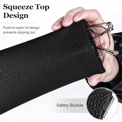 RayLove 2 Pack Glasses Case Soft Eyeglass Case For Women Men Squeeze Top Sunglasses Case Travel With Cleaning Cloth (Black) - Image 4