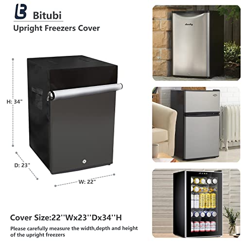 Bitubi Upright Freezers Cover,Outdoor Refrigerator Cover,– Waterproof, Dustproof, Sun-Proof, 22" W x 23" D x 34" H. Suitable for most 3.0 Cubic Compact Mini Freezer on market (Black) - Image 3