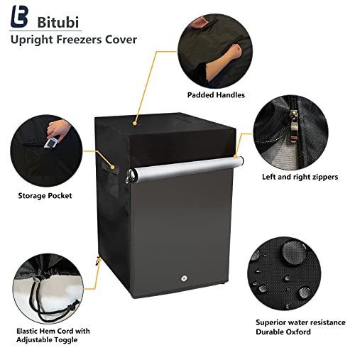 Bitubi Upright Freezers Cover,Outdoor Refrigerator Cover,– Waterproof, Dustproof, Sun-Proof, 22" W x 23" D x 34" H. Suitable for most 3.0 Cubic Compact Mini Freezer on market (Black) - Image 4