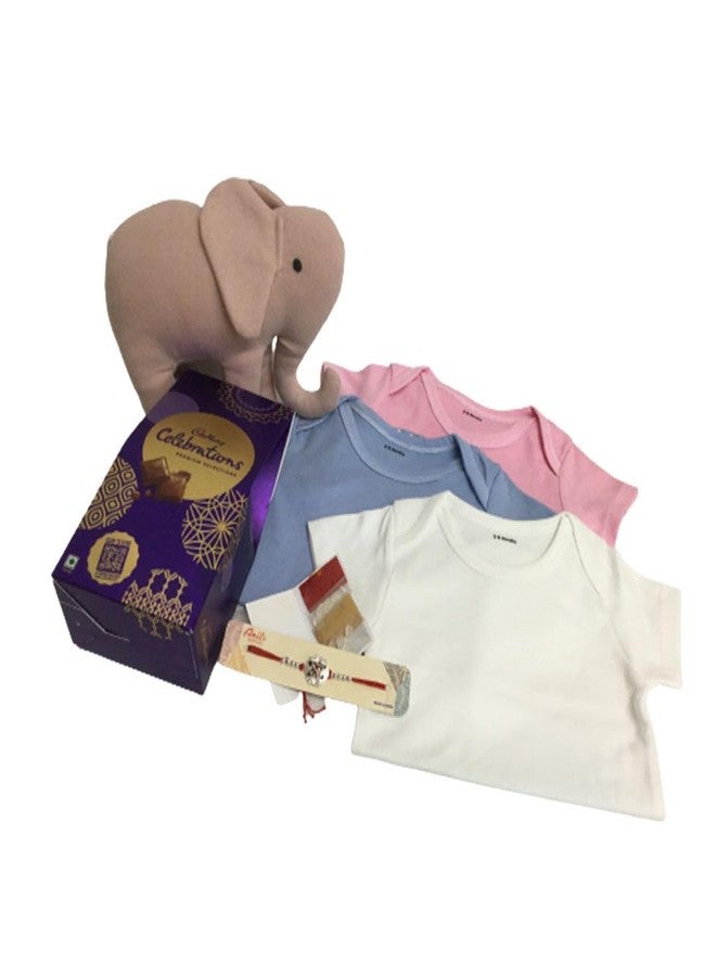 MOJOPANDA Gift Hamper Organic cotton romper 3 colors | Elephant soft toy - Image 3