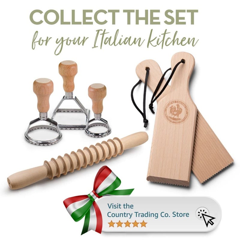 Country Trading Co. Wooden Pasta Cutter Pappardelle Pasta Maker Rolling Pin Made in Italy with Pasta Recipes - Image 5