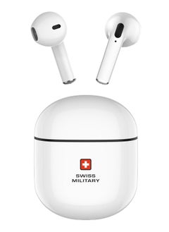 SWISS MILITARY Swiss Military Victor5 High Definition True Wireless Earbuds with Smart Touch Sensors, 180 Days Standby & 22Hr Total Playtime, Seamless Connectivity, Works with Android/iOS Phones -White  - Image 1