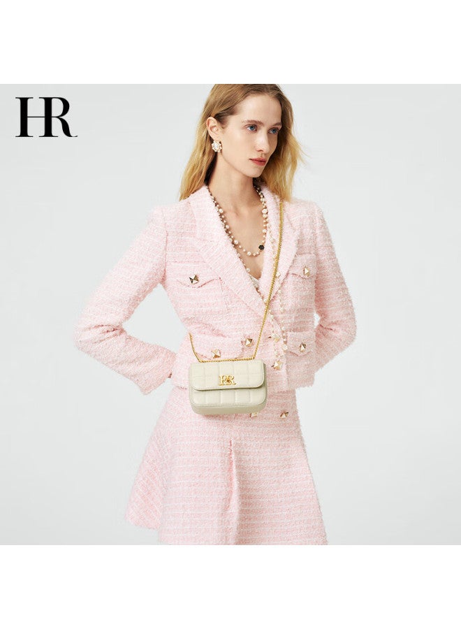 Hr Women's Handbag, Quilted Chain Bag, Top-grain Leather Shoulder Crossbody Bag, Small Square Purse, Birthday Gift - Image 2