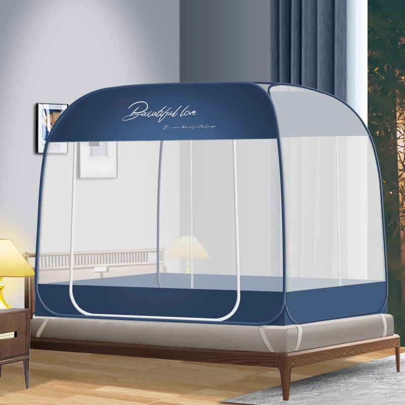 New Installation-Free Mongolian Yurt Household 1.2 M 1.5 M Bed Mosquito Net Foldable Zipper One-Piece Full Bottom Bottomless - Image 1