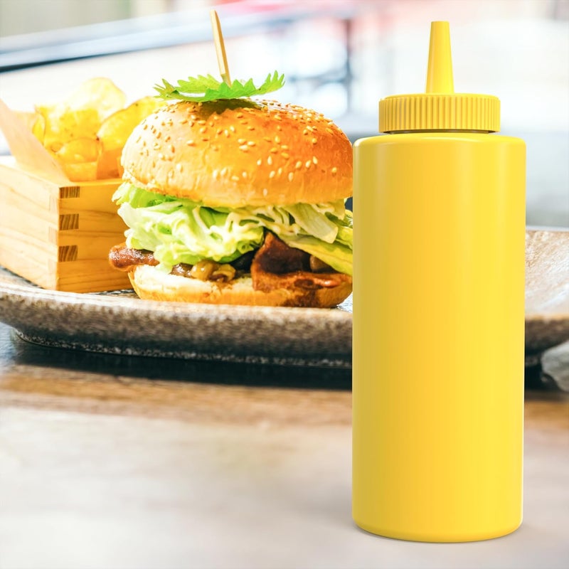 BRIGHTFROM Condiment Squeeze Bottles REDYELLOW 12 OZ Empty Squirt Bottle with Wide Neck  Great for Ketchup Mustard Syrup Sauces Dressing Oil BPA FREE Plastic  2 PACK - Image 3