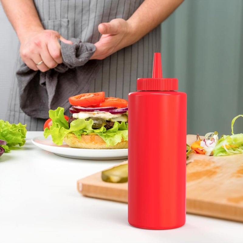 BRIGHTFROM Condiment Squeeze Bottles REDYELLOW 12 OZ Empty Squirt Bottle with Wide Neck  Great for Ketchup Mustard Syrup Sauces Dressing Oil BPA FREE Plastic  2 PACK - Image 4