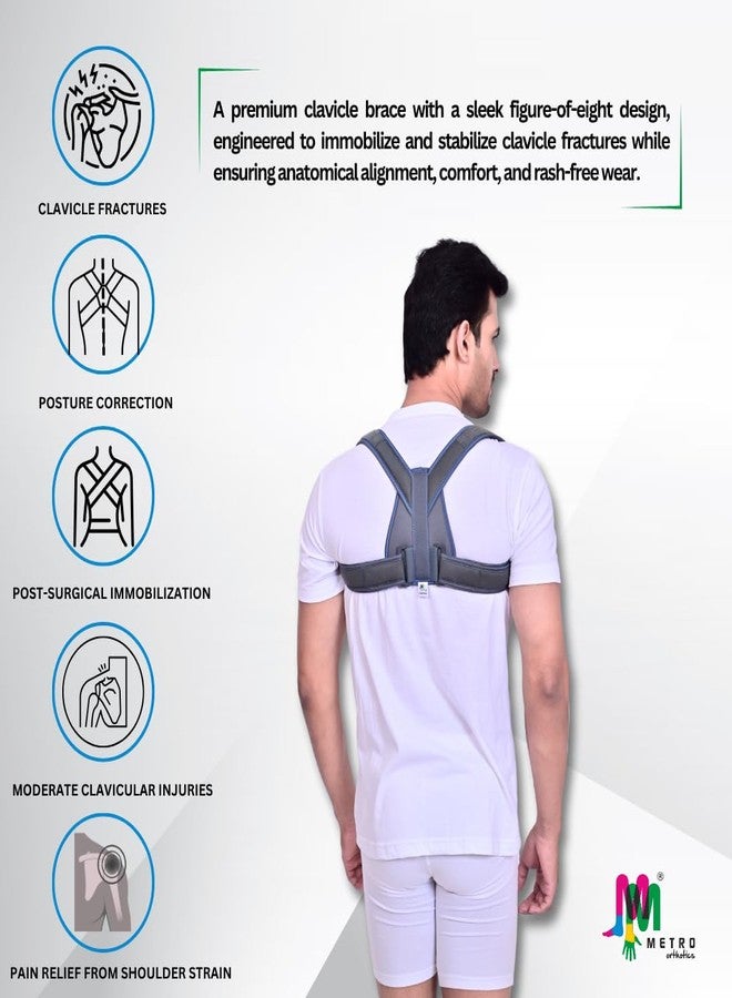 دعامة الترقوة من METRO Orthotics مزودة بشريط لاصق لتثبيت وتقويم كسور الترقوة ودعم الظهر للرجال والنساء (للأطفال) - Image 3