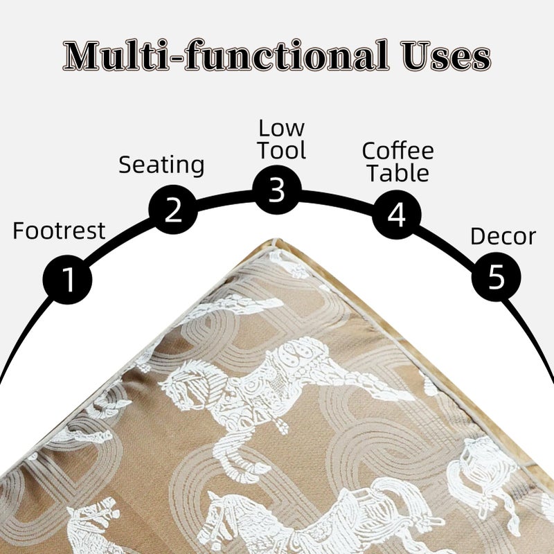 Artbloss Unstuffed Pouf Cover Ottoman Footrest Animal Foot Stool Floor Bean Bag Floor Chair Storage for Living Room Bedroom Home Decor (Brown, 20 x 20 x 8 Inches Sqaure) - Image 2
