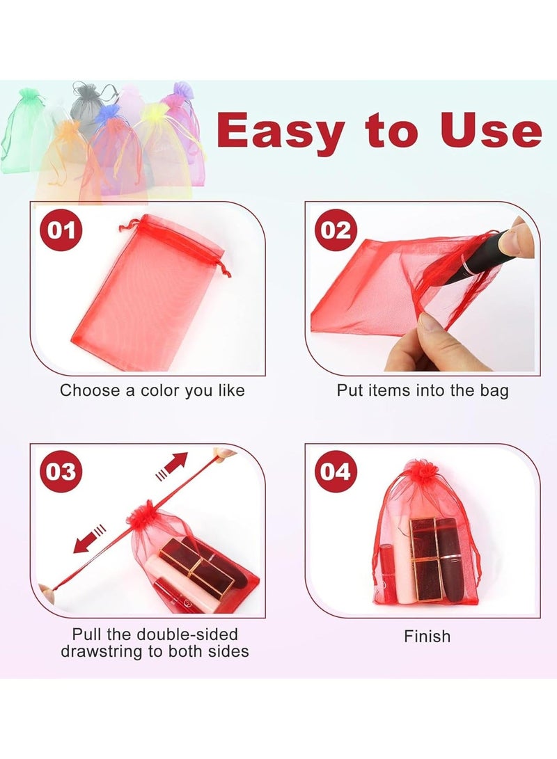 100 قطعة من أكياس الهدايا الأورجانزا، أكياس الحلوى الصغيرة (8 × 10 سم) - Image 3