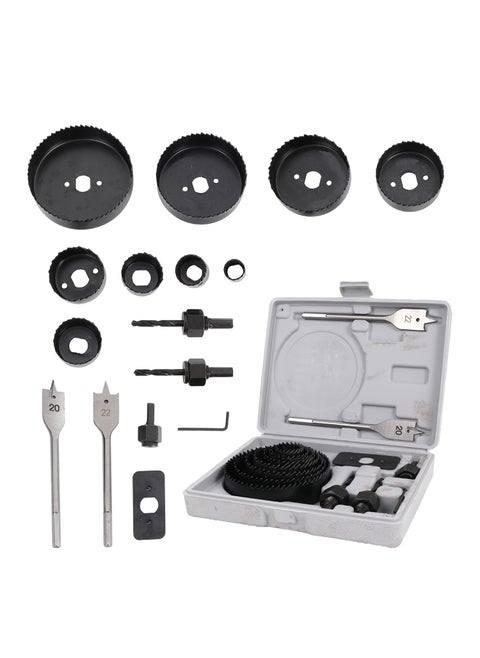 Hole Saw Set 18 Pieces | for softwood | plywood | plastic plate | plasterboard and thin PVC board