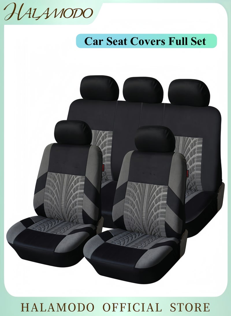 HALAMODO Car Seat Covers Full Set Front Bucket Seat Protectors with Split Bench Car Seat Cover Set Breathable Premium Sporty Seat Cushions for Car SUV - Image 1