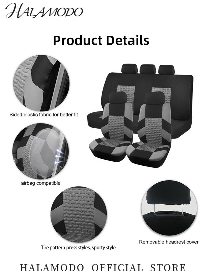 HALAMODO Car Seat Covers Full Set Front Bucket Seat Protectors with Split Bench Car Seat Cover Set Breathable Premium Sporty Seat Cushions for Car SUV - Image 2