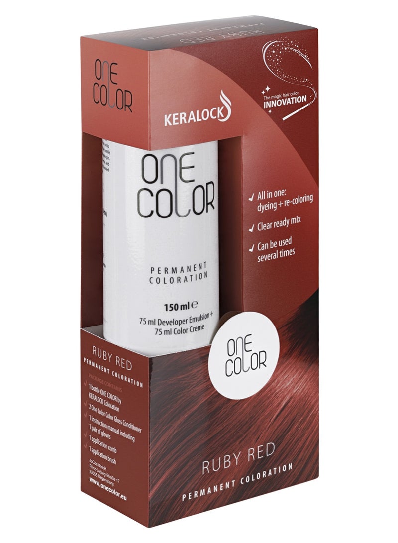 Keralock Permanent Hair Color - 150ml, No Premix Needed, Reusable for Up to 4 Months - All-in-One Dye with Conditioner & Brush (Ruby Red -150ml) - Image 1