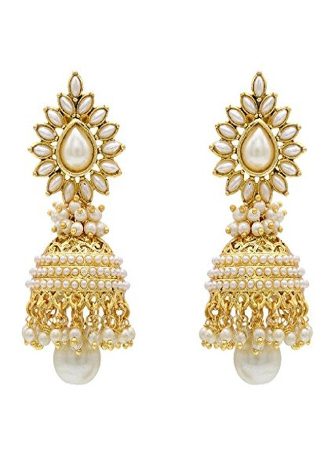 YouBella Jewellery Gold Plated Jhumki Earrings for Women and Girls (White) - Image 1