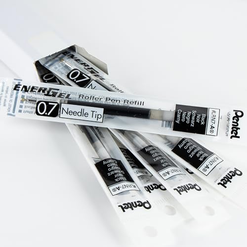 Pentel Refill Ink - for EnerGel Gel Pen, 0.7mm Needle Tip, Fine, Black Ink, Pack of 6 Refills (LRN7-6A) - Image 4