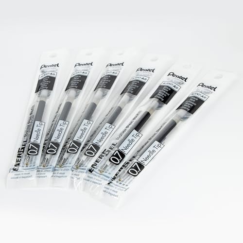 Pentel Refill Ink - for EnerGel Gel Pen, 0.7mm Needle Tip, Fine, Black Ink, Pack of 6 Refills (LRN7-6A) - Image 2