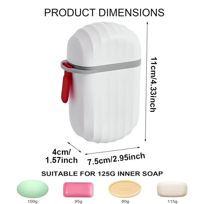 Aseenaa Leakproof Plastic Air Tight Soap Case Holder with Cover for Bathroom, Gym, Travel, Hiking, Camping, Indoor & Outdoor (Set of 1, White) - Image 2