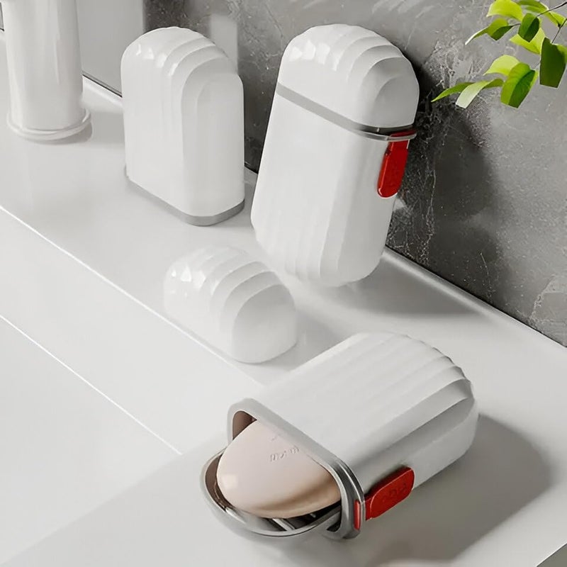 Aseenaa Leakproof Plastic Air Tight Soap Case Holder with Cover for Bathroom, Gym, Travel, Hiking, Camping, Indoor & Outdoor (Set of 1, White) - Image 3