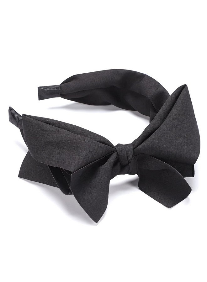 WantGor Women'S Wide Turban Headbands With Knotted Bowknot Hair Hoop And Bows Accessories (Black) - Image 1