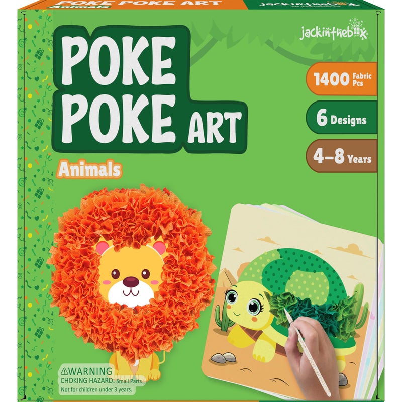jackinthebox Poke Poke Art Animals Theme MessFree Fabric Art and Craft Flower Pressing Kits Gift for Kids Gift for Girls and Boys Ages 4 5 6 7 8 - Image 2