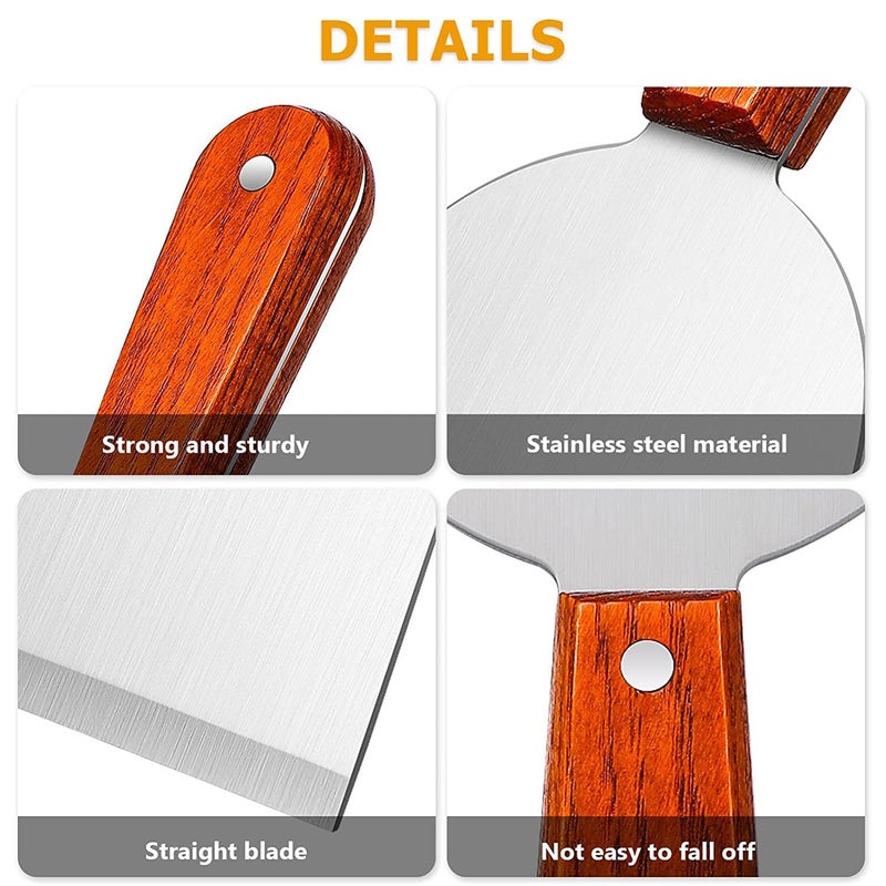 FS COOL FS COOL Stainless Steel Pizza Shovel Steak Spatula Pizza Crust Turner Pancake Server Home Restaurant Wood Handle Pack of 1  - Image 5