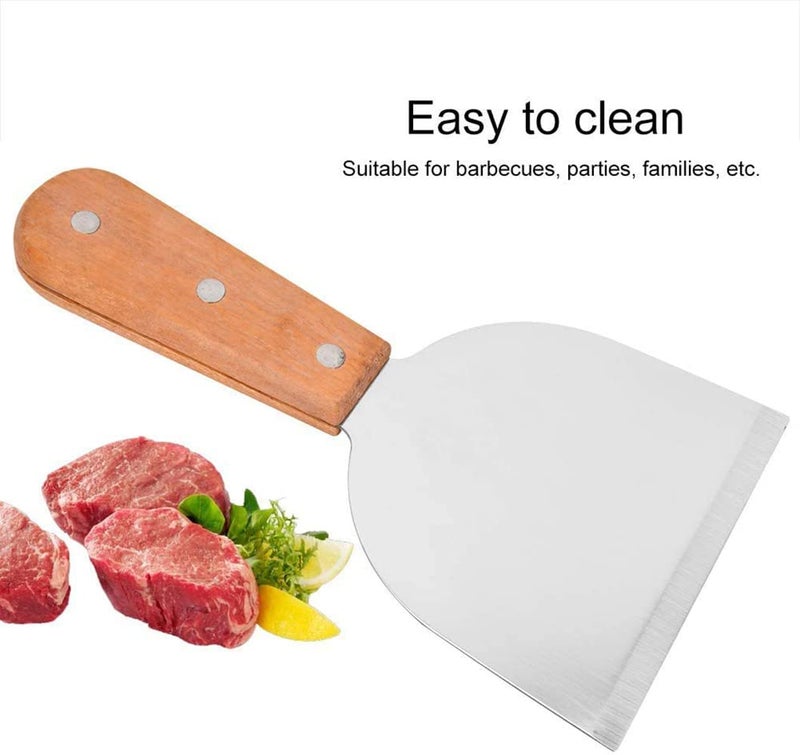 FS COOL FS COOL Stainless Steel Pizza Shovel Steak Spatula Pizza Crust Turner Pancake Server Home Restaurant Wood Handle Pack of 1  - Image 4