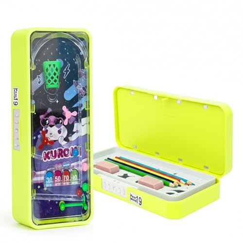 Monarch bizcom impex Plastic Medium Size Basketball-Themed Pencil Box & Stationery Box with Lock,Compartment & Stencil Partition Tray for Drawing Airplane,Bus & More (Neon) Password Protected,Yellow - Image 1