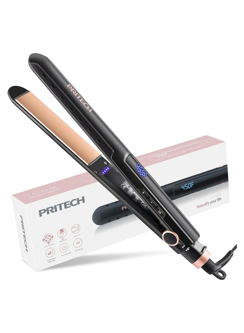 Hair Straightener and Straightcare with Negative Ions - Dual Voltage Flat Iron for Hair, 1-inch Straightening Iron, 2 in 1 Straightener and Stylecare Iron with 10 Heat Setting