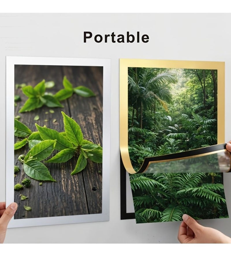 Black A4 Magnetic Photo Frame Stickers Self Adhesive Wall Hanging 6pcs - Image 2