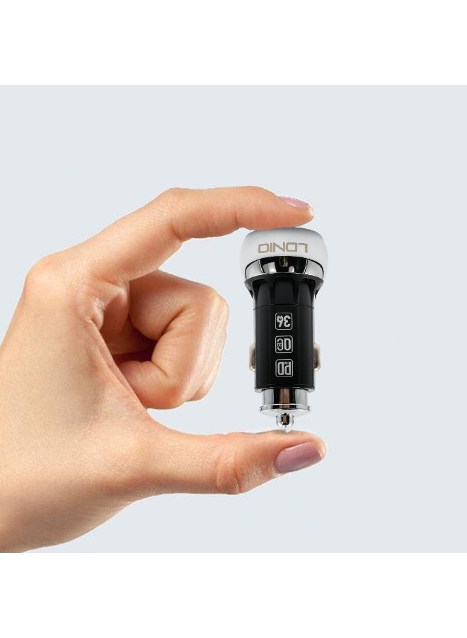 LDNIO C1 36W PD+QC 3.0 Fast Car Charger | Dual Port Type-C Power Delivery & Quick Charge 3.0 | Universal High-Speed Charging for Tablets, Wireless Audio, and Cameras | Multi-Protection - Image 2