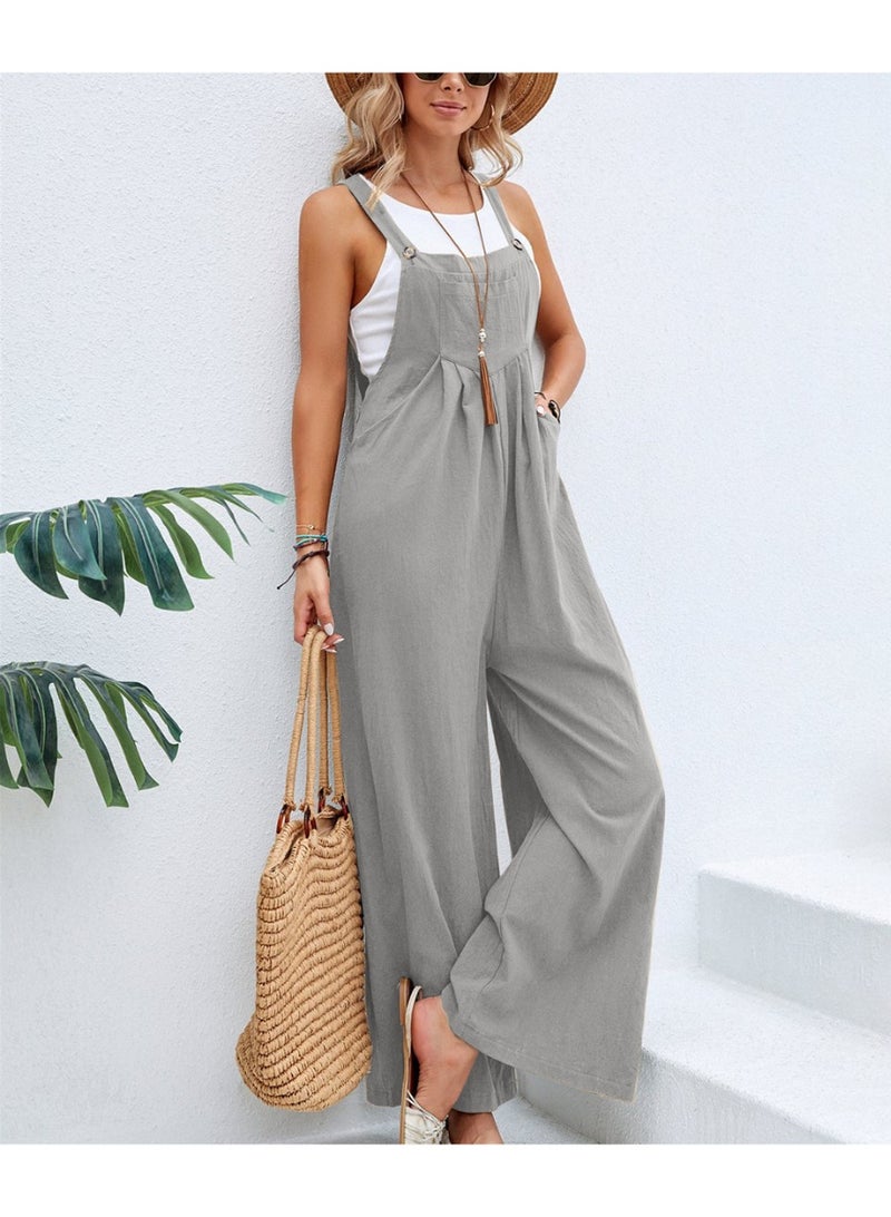 Yegni Fashionable women's solid color casual overalls - Image 2