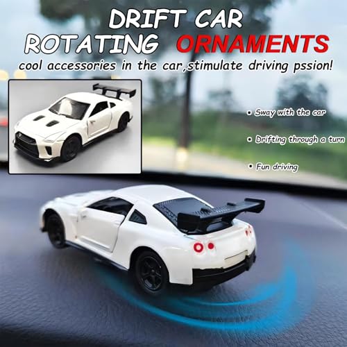 YimiBloss Car Dashboard Decorations – Drift & Turn Mini Car Model Ornament – Dynamic Interactive Automobile Decor for Enthusiasts Vehicle Interior Dashboard Drifting Decorations Accessories Gifts (White) - Image 2