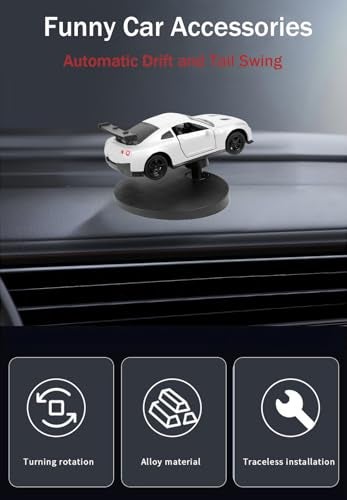 YimiBloss Car Dashboard Decorations – Drift & Turn Mini Car Model Ornament – Dynamic Interactive Automobile Decor for Enthusiasts Vehicle Interior Dashboard Drifting Decorations Accessories Gifts (White) - Image 4