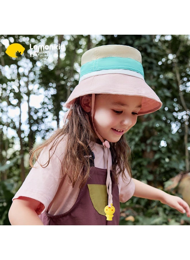 Lemonkid Children's Sun Protection Hat, Boys And Girls Sun Visor, Summer Sun Hat, Fisherman Hat, Shawl Bucket Hat, Strawberry Cheese Color, Size 50 - Image 1