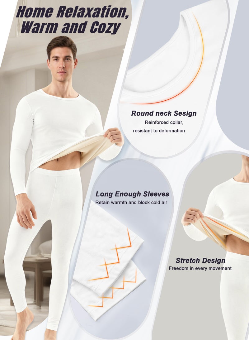Necomi Thermal Underwear Set, Men's Thermal Long-Sleeve Compression Shirt, Suitable for Cold Weather, Cycling, Skiing, Training, Hiking, and Outdoor Activities (White) - Image 4