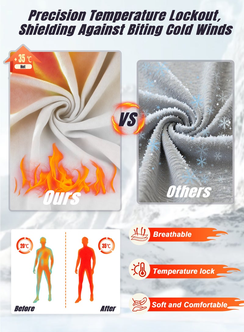 Necomi Thermal Underwear Set, Men's Thermal Long-Sleeve Compression Shirt, Suitable for Cold Weather, Cycling, Skiing, Training, Hiking, and Outdoor Activities (White) - Image 3