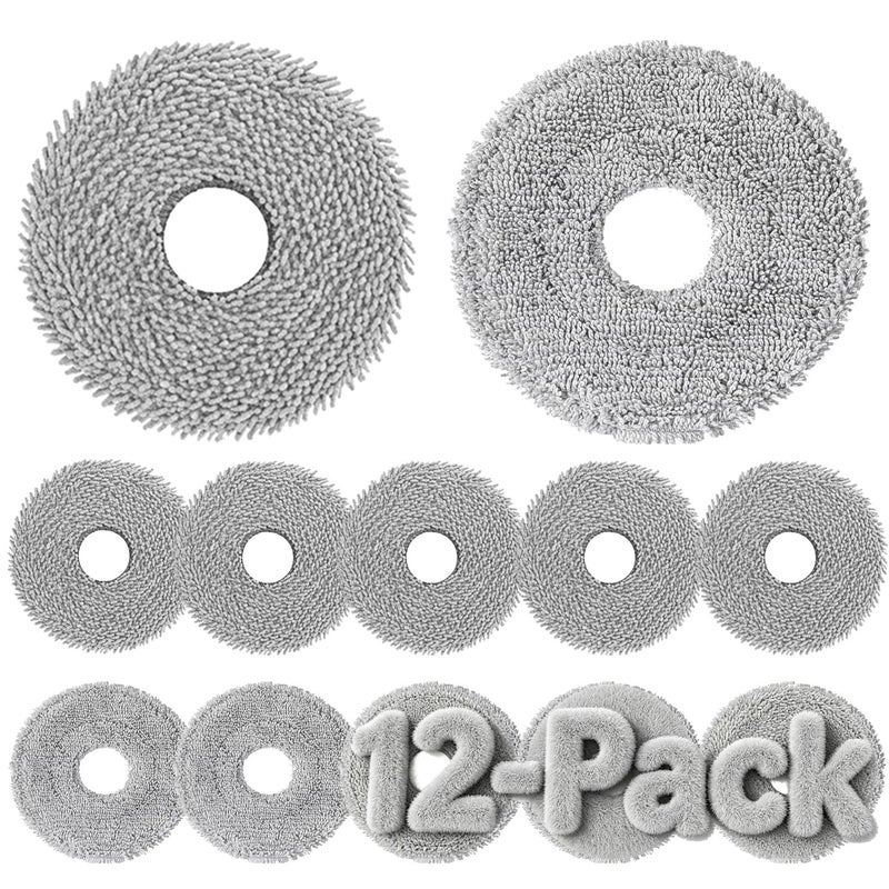 JoyBros 12 Pack Mop Pads for Dreame L40 UltraX40 UltraX50 UltraL50 UltraL10S Ultra L10s Pro Ultra HeatL10S Ultra Gen2L40S UltraX30 UltraL10 Ultra Robot Vacuum Parts MaterialsMicrofiber and Chenille - Image 2